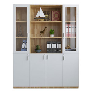 THS68019 Archivador de Madera de Caucho con 3 Compartimentos, Bloqueable y Móvil, 160x40x220cm, Moderno y Minimalista para Oficina, Taller u Hogar - Product Image 1