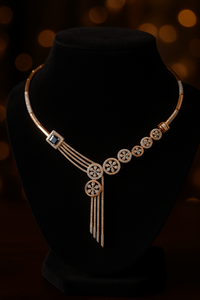 Collier en or rose 18 carats avec diamants et rubis, ensemble de bijoux d'anniversaire de style orthodoxe - Product Image 5