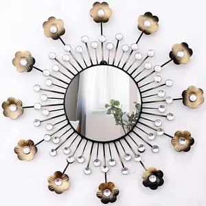 金属手创意串珠优雅墙镜家居装饰配件花式盆镜客厅卧室墙镜