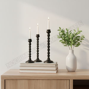 เชิงเทียนอลูมิเนียมตกแต่งบ้านและงานแต่งงานเชิงเทียนสำหรับตกแต่งบ้านโต๊ะเทียนสีดำ - Product Image 2