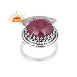 Meilleures ventes Bague empilable en argent sterling oxydé avec rubis naturel et pierres précieuses Fabricant de bijoux personnalisé - Product Image 1