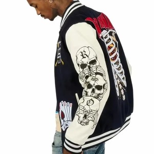 Veste universitaire pour hommes et femmes, mélange de coton, col montant, broderie personnalisée, nom et numéro, style baseball, streetwear, manteau d'hiver - Product Image 5