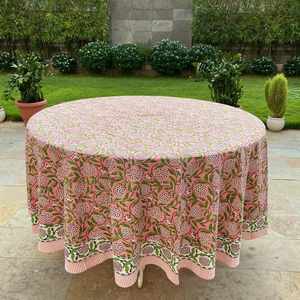 Bloc imprimé nappe ronde à la main indien Floral coton couverture taille personnalisée pour mariage décor à la maison 100% coton - Product Image 1