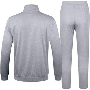 Ensemble de survêtement gris clair deux pièces pour hommes à prix réduit Survêtement uni pour jogging et gymnastique pour vêtements de sport - Product Image 2