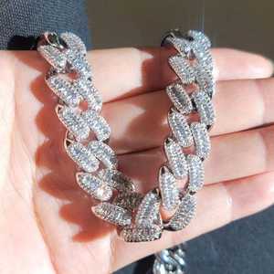 Joyería Fina, Moissanita de Corte Brillante, Chapado en Rodio, 18 mm, Plata S925, Estilo Hip Hop, Eslabones para Boda, Moissanita con Incrustaciones de Diamantes, Estilo Cubano - Product Image 2