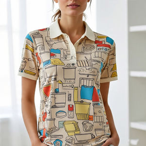 Customize Sublimation Polo T Shirt Women Summer Jogging Wear <b>Printed</b> Polo Shirts Ladies - Product Image 3