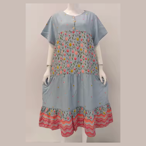 Chemise de nuit taille Jumbo à manches courtes motif floral pour femmes robe de maison en rayonne confortable - Product Image 3