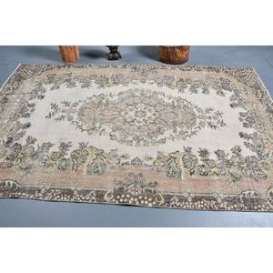 Alfombra turca de área grande Vintage, 5,5x9 pies, clásica, Beige, marrón, diseño de retazos, Material de lana, rectángulo de látex para habitación de pasillo - Product Image 3