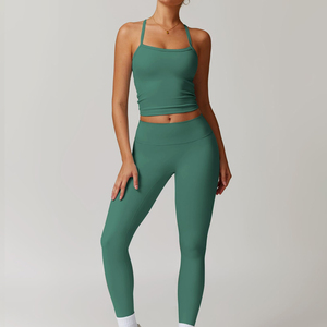 Vêtements de sport actifs pour femmes personnalisés, doux, à séchage rapide, vêtements de sport pour l'entraînement, extensible dans les 4 sens, ensembles de leggings de yoga en deux pièces - Product Image 4