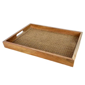Plateau de service rectangulaire en bois au design moderne pour la maison, l'hôtel, le café - Ensemble décoratif multi-pièces - Product Image 2
