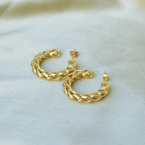 New Latest Bohemian <b>Stud</b> <b>Earrings</b> Minimalist Chain Hoops Brass 18k Gold Plated Geometric Design Women Gift OEM/ODM - Product Image 6