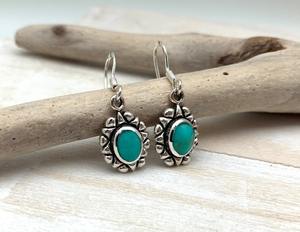 Boucles d'oreilles classiques bijoux pour femmes argent Boho Style bijoux 925 argent Sterling Turquoise pierres précieuses boucles d'oreilles faites à la main cadeau pour - Product Image 2