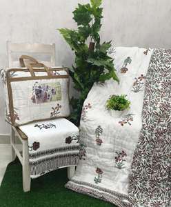 Indian Handmade Cotton Floral Hand Block PrintedNatural 100% Pure Cotton High-End LuxuryComforter Sets <b>Bed</b> Set <b>Bedding</b> - Product Image 1