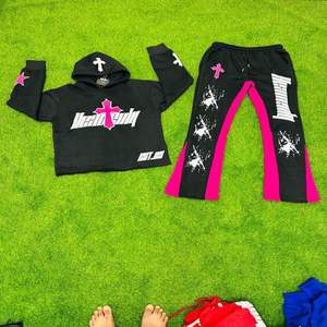 เสื้อฮู้ดดี้วินเทจคุณภาพสูง ผ้าฝ้าย 100%  กางเกงวินเทจทรงบานฟอกสีแบบแอซิด  ชุดวอร์มผู้ชายแบบสั่งทำพิเศษ - Product Image 3