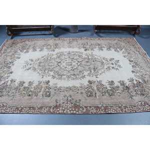 Tapis turc vintage 5,7x9,4 pi (173x286 cm), tapis uni brun - Product Image 3