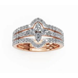 Stunning Pear Radiant <b>Petals</b> Dual-Band Lab Grown Diamond Ring 0.846 Ct 9 KT 14 KT 18 KT Gold Fine Jewelry Wholesale OEM Export - Product Image 6