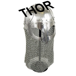 Casco vikingo Battle Armor 18G acero y Chainmail - Product Image 4