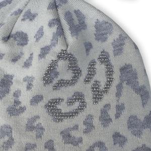 Bajo MOQ logotipo personalizado estampado de leopardo Beanie Hat venta al por mayor Jacquard de punto de invierno Beanie Cap Gorros con satén - Product Image 2