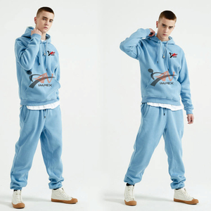 Ensemble survêtement décontracté pour homme, automne-hiver, sweat-shirt à capuche et pantalon de jogging, tissu en molleton de coton lourd, logo personnalisé, 2 pièces, imprimé - Product Image 1