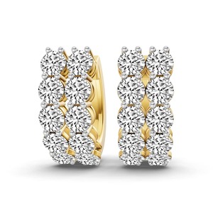 Cascading Sequence Lab Grown Diamond <b>Huggie</b> Earrings 2.50 Ct Tw F-G Color VS Clarity 20 Diamonds 14K <b>Solid</b> <b>Gold</b> Inside Out Look - Product Image 1