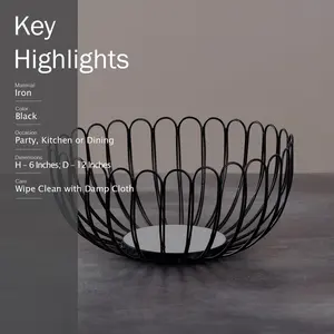 Cesta de hierro de grado comercial, manijas de marco reforzado, diseño rectangular moderno, embalaje personalizado para el hogar, cocina, comedor, uso - Product Image 5