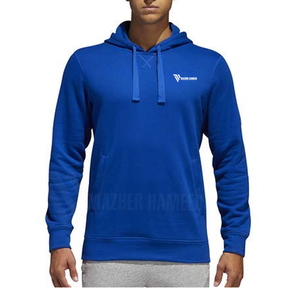 Vente en gros Sweats à capuche décontractés pour hommes avec logo personnalisé Pull uni unisexe de couleur bleue Sweatshirts surdimensionnés en coton épais - Product Image 1