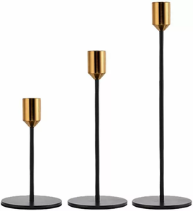 Portavelas de diseño elegante, Juego de 3 para candelabros de hogar y Hotel, candelabros y frascos de Metal con forma redonda de Color dorado - Product Image 5