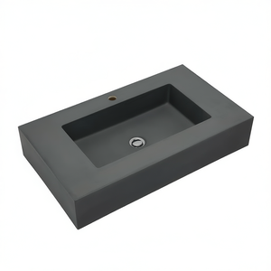 อ่างล้างหน้าเรซิ่นสีเทาอิตาลีสมัยใหม่ขนาด 80 ซม. โดย Koricini - Product Image 2