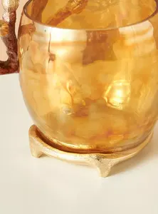 Candelero votivo de vidrio transparente de alta calidad con diseño de hojas para decoración del hogar o festividades navideñas - Product Image 4