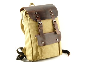 Heavy Duty Genuine Leather <b>Canvas</b> <b>Backpack</b> Outdoor Travel School Work Hiking Lightweight Breathable Unisex Multi-Pocket Durable - Product Image 3
