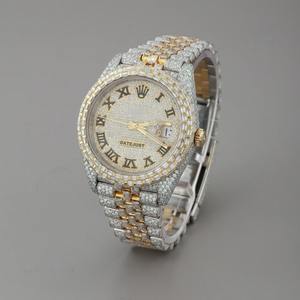 Reloj de Lujo para Hombre, Estilo Hip Hop, con Diamantes Moissanite Brillantes en Dos Tonos: Oro Amarillo y Plata, Personalizado - Product Image 2