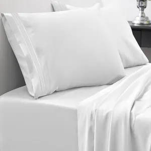थोक कम कीमत के लिए कस्टम 100% कपास साटन सज्जित चादरें बिस्तर सेट होटल और घर कम कीमत फैक्टरी चादरें