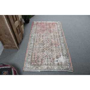 Tapis turc, tapis vintage 3,2x6,2 pieds, tapis persan en laine rouge et bleu - Product Image 1