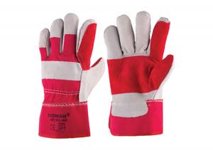 Guantes de trabajo de cuero dividido de alto rendimiento con espalda de lona y puño de seguridad de goma, diseñados para trabajadores de la industria - Product Image 4