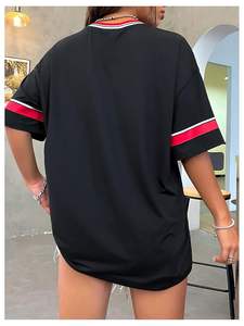 À la mode Newyork Jersey Boxy T-Shirt surdimensionné unisexe graphique col en v rétro maille respirant décontracté Sublimation impression Y2K Football - Product Image 5