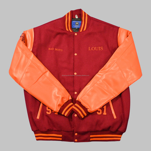 Recién llegado, chaqueta universitaria Letterman para hombre, hecha a medida, lana 100% con cuello levantado, Mangas de cuero de alta calidad para invierno - Product Image 1