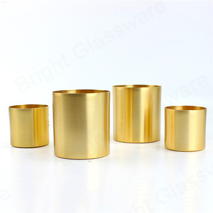 Round Shape Gold Finished Metal Candle Jar Set of 4 for Easter Home and Wedding Tabletop Lights <b>Decoration</b> Candle Jar - Product Image 1