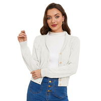 Femmes recadrée à manches longues léger Crochet tricot boutonné personnalisé femmes pull de Noël Cardigan