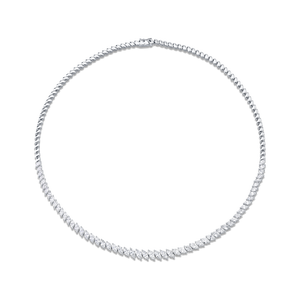 Collar de Tenis con Diamantes Marquise Graduados (Naturales) Engastados en Platino y Eslabones Metálicos con Bisel, Joyería Briday - Product Image 1