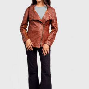 Veste en cuir de mode d'hiver pour femmes de haute qualité avec fermeture à glissière coton bas fini nouveauté 2025 coupe ajustée - Product Image 5