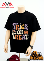 T-shirt imprimé unisexe Halloween Offre Spéciale tissu Spandex en coton doux, stock prêt à l'emploi en gros