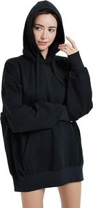 Sweat à capuche oversize pour femme avec logo personnalisé en impression en relief, style streetwear décontracté à épaules tombantes, avec capuche brodée, confortable pour filles - Product Image 2
