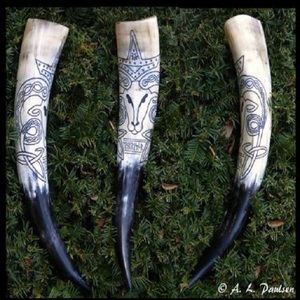 Cuerno de whisky de cerveza vikinga personalizado hecho a mano artesanías naturales decoración del hogar diseño Animal dragón tallado estilo náutico - Product Image 4