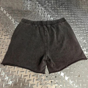 Pantalones cortos de chándal de moda de algodón grueso lavado Vintage personalizados con logotipo para hombre, pantalones cortos de felpa franceses bordados con apliques parcheados - Product Image 2