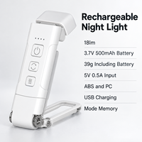 Lampe de lecture LED rechargeable par USB avec batterie 500 mAh, 3 modes d'éclairage, 5 niveaux de luminosité et fonction de mémoire de mode