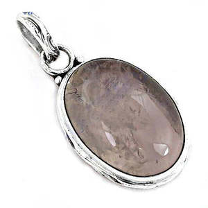 Colgante de Plata 925 con Cuarzo Rosa para Mujer, Joyería Elegante con Piedras Preciosas y Dijes de Cristal - Product Image 1