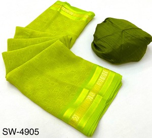 New Eco-Friendly Stretchable Floral Pattern Soft Faux Georgette Silk Four Seasons Ethnic Women's <b>Sarees</b> <b>Blouse</b> Bandanas Enhanced - Product Image 2