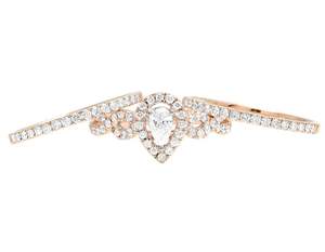 Bague de mariée Moissanite poire et diamant rond en argent plaqué or rose sertie de bijoux de mariage de luxe entièrement glacés pour femmes - Product Image 4