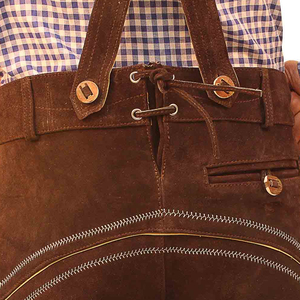 Hot Sale Bavarian Leather Lederhosen Shorts New Mens Ledhosen Oktoberfest <b>Knee</b> Length Quick Dry Breathable Drawstring Closure - Product Image 5