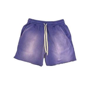 กางเกงขาสั้นผู้ชายผ้าโพลีเอสเตอร์100% น้ำหนักมากผ้าคอตตอนผ้าย่นซีดจางพร้อมกระเป๋าแนววินเทจปักลาย - Product Image 1